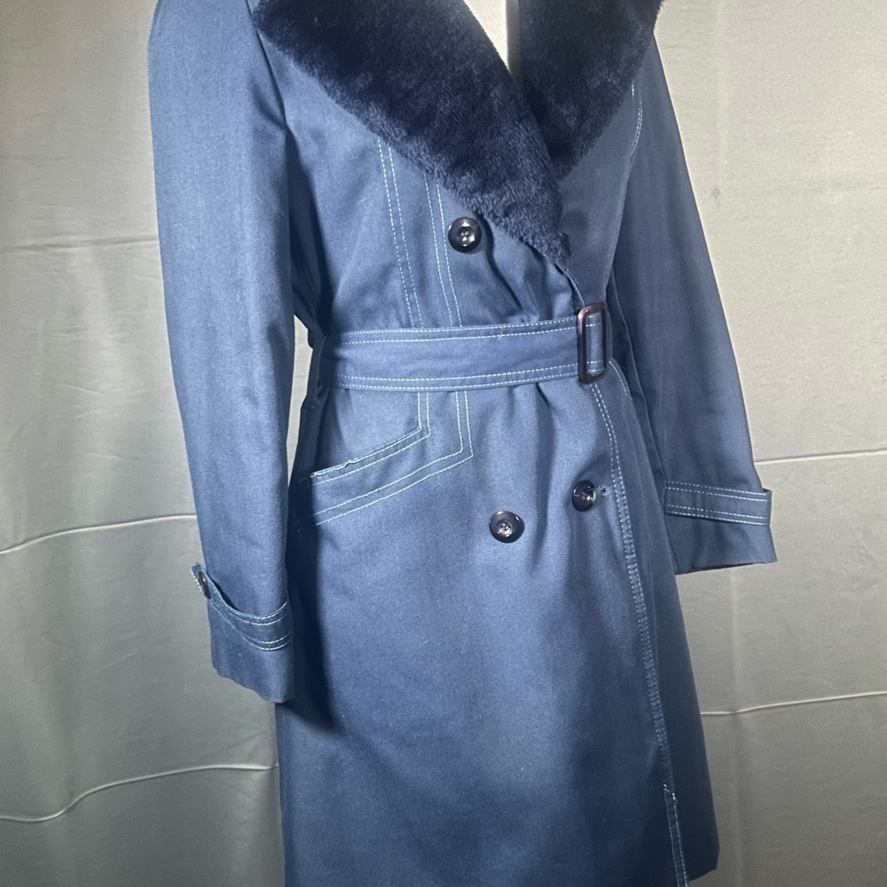 Vintage Davis of London Navy Blue Women's Trench Coat - Picture 6 of 6